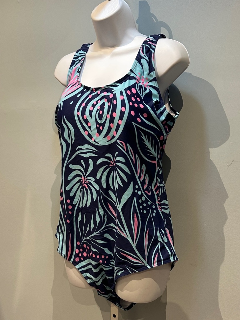 Blue and Pink Floral One-Piece Swimsuit XXL NWOT - Picture 5 of 14